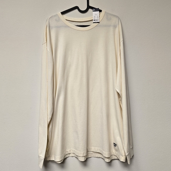 Cremieux Long Sleeve Cotton T-Shirt Cream XL - Picture 1 of 6